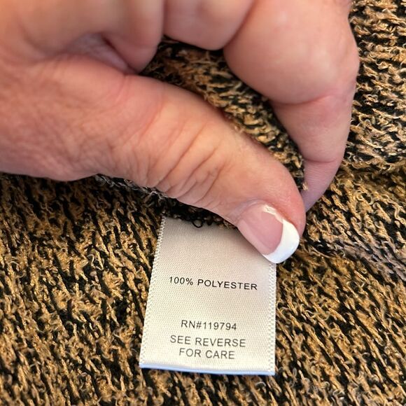One World brown tan patterned front pocket open cardigan Size XL EUC - Picture 9 of 10
